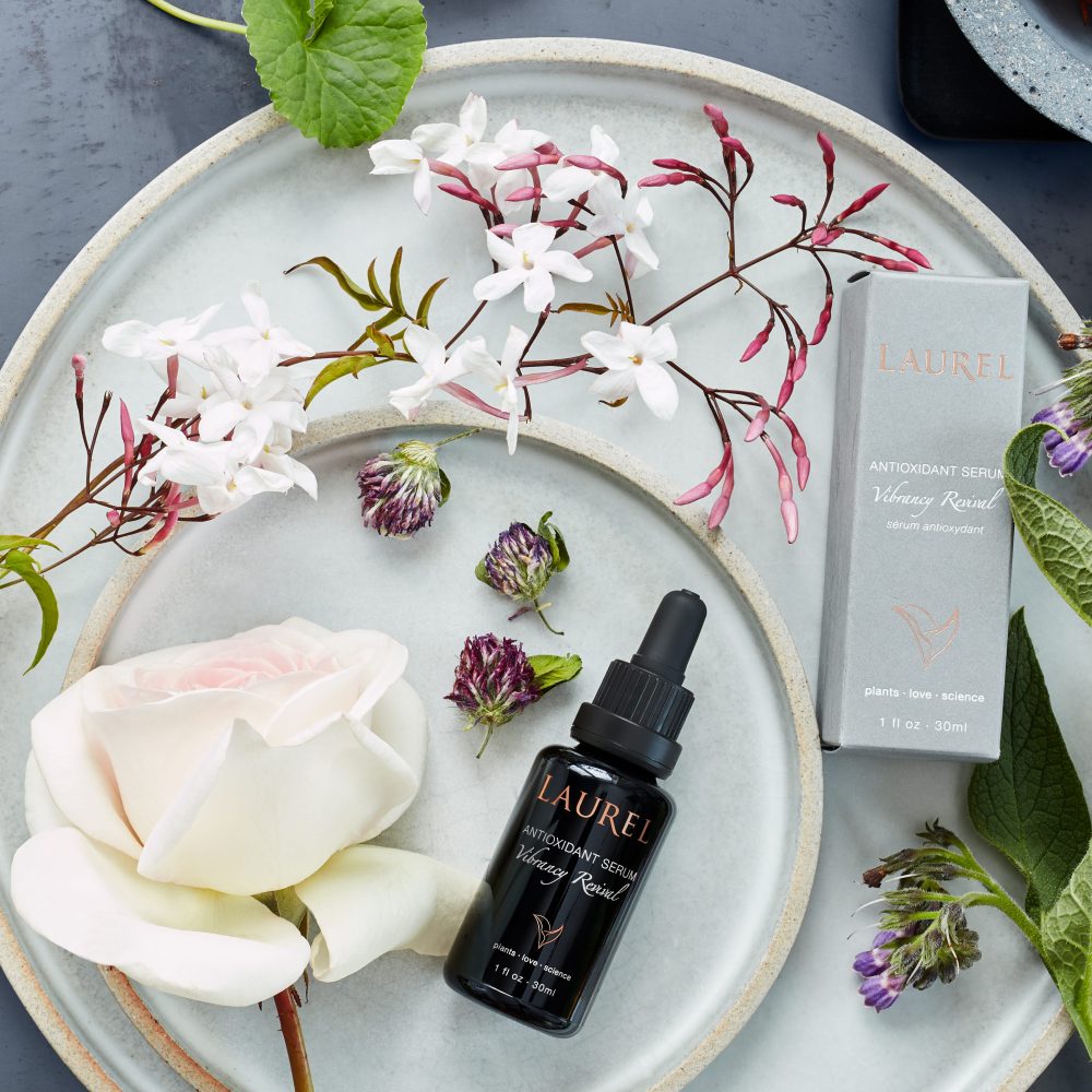 With 31 of the freshest, most potent botanicals, Antioxidant Serum: Vibrancy Revival is our most comprehensive formula for aging skin. This concentrated moisturizer, treatment serum, and elemental defense oil restores vitality and initiates cell regeneration. Rich in whole-plant antioxidants, vitamins, and minerals, it deeply supports collagen, elasticity, and radiance—nourishing skin into every stage of life.
